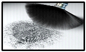 Image of a fingerprint impression technique which are invisible prints caused by sweat and body oils left on a surface.